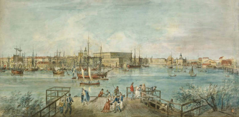 Från Skeppsholms kvarn, Stockholm, målad av Elias Martin